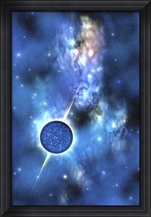 Framed large star with concentrated matter hovers in the cosmos Print