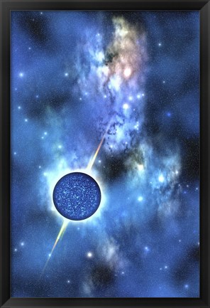 Framed large star with concentrated matter hovers in the cosmos Print