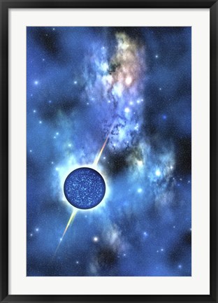Framed large star with concentrated matter hovers in the cosmos Print