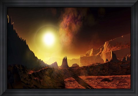 Framed large sun heats this alien planet which bakes in its glow Print