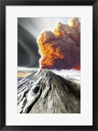 Framed volcano comes to life with billowing smoke Print