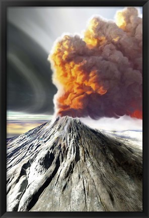 Framed volcano comes to life with billowing smoke Print