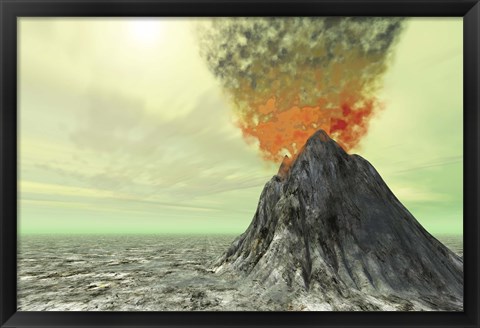 Framed volcano comes to life with smoke, ash and fire Print