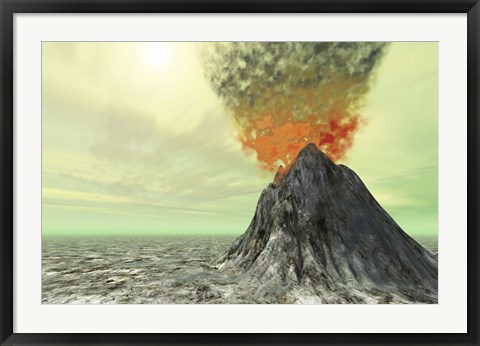 Framed volcano comes to life with smoke, ash and fire Print