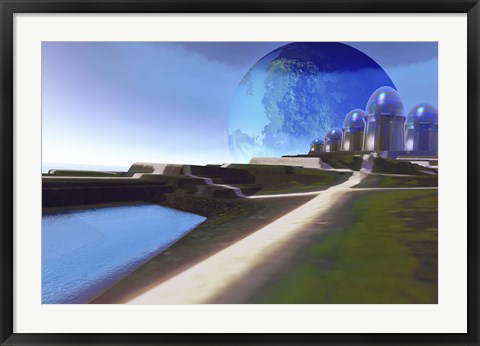 Framed Alien World with Strange Architecture Print