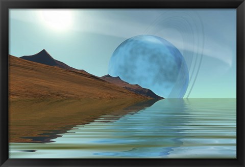 Framed Ripple Reflections on a Water World Print