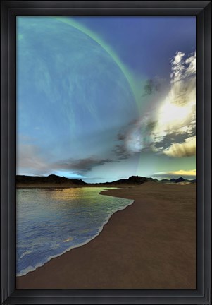 Framed Beautiful skies shine down on this cosmic seascape Print