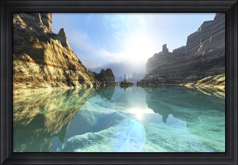 Framed Alien Planet Over a River Print