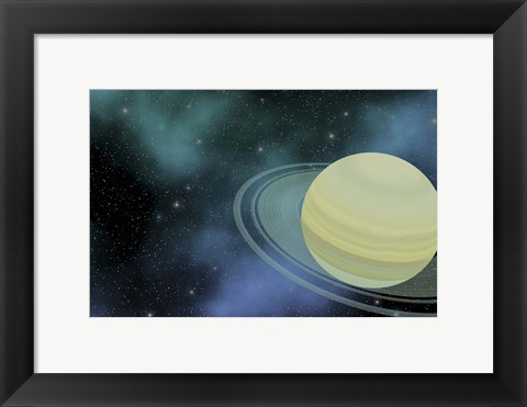 Framed Cosmic image of our ringed planet of Saturn Print