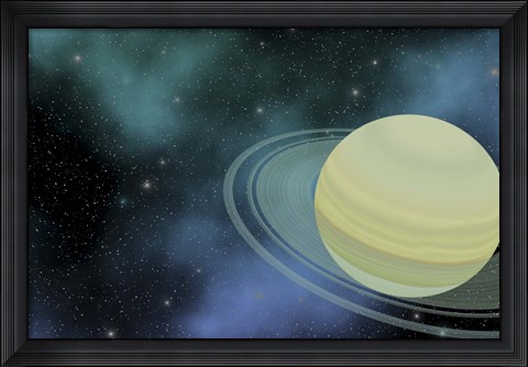 Framed Cosmic image of our ringed planet of Saturn Print