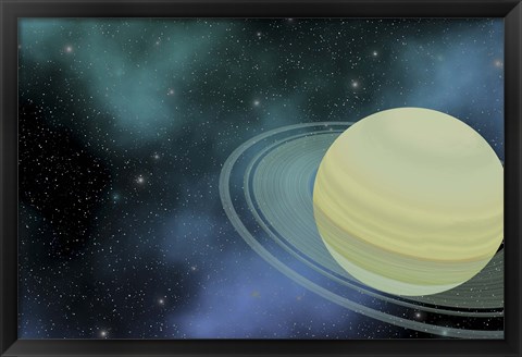 Framed Cosmic image of our ringed planet of Saturn Print