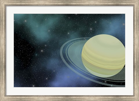 Framed Cosmic image of our ringed planet of Saturn Print