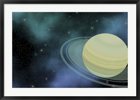 Framed Cosmic image of our ringed planet of Saturn Print