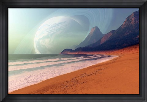Framed Cosmic Seascape on an Alien Planet Print