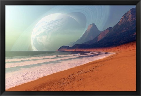 Framed Cosmic Seascape on an Alien Planet Print