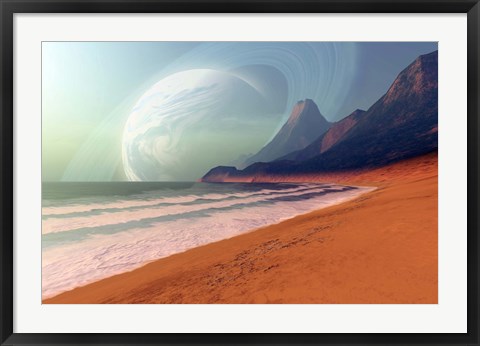 Framed Cosmic Seascape on an Alien Planet Print