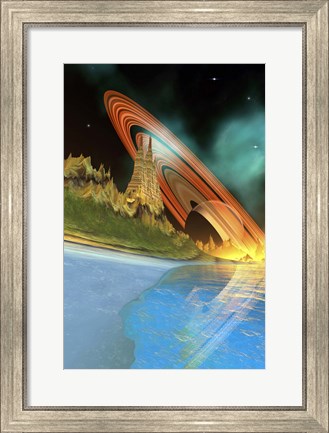 Framed Alient Planet Cosmic Seascape Print