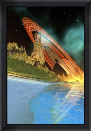 Framed Alient Planet Cosmic Seascape Print