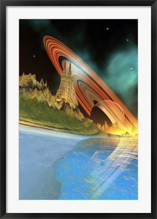 Framed Alient Planet Cosmic Seascape Print