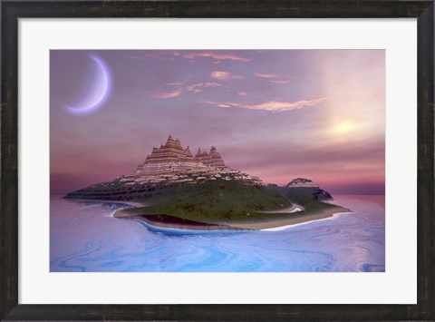 Framed Fantasy seascape of an island Print