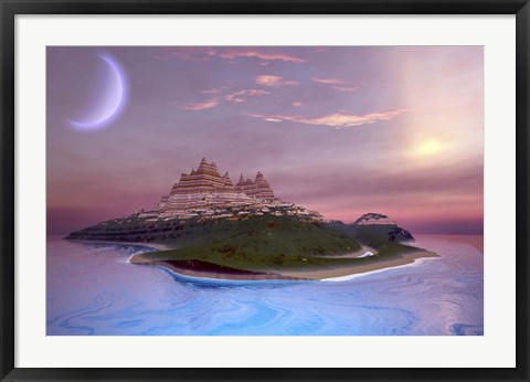 Framed Fantasy seascape of an island Print