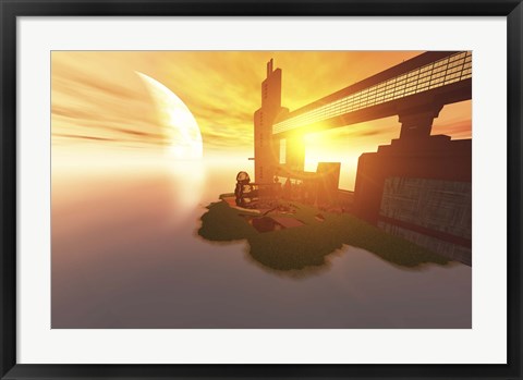 Framed Life on another world out in the universe Print