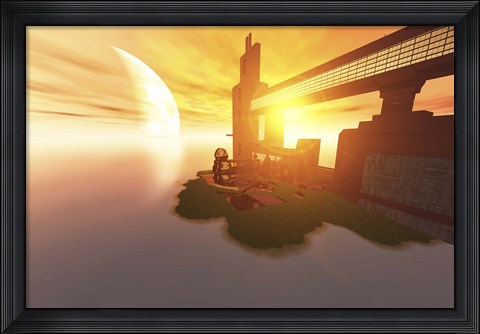 Framed Life on another world out in the universe Print