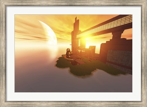 Framed Life on another world out in the universe Print