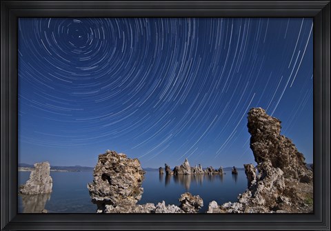 Framed Moonlight illuminates the tufa formations at Mono Lake, California Print