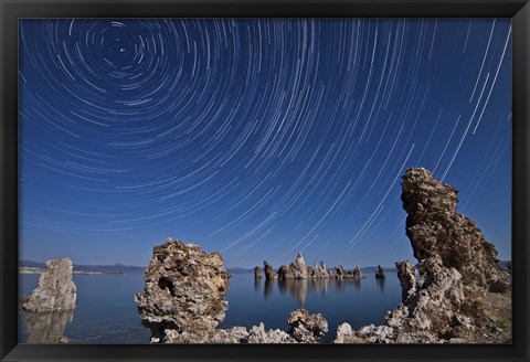 Framed Moonlight illuminates the tufa formations at Mono Lake, California Print