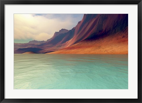 Framed Mountains rise gently toward the sky with amazing deep brown colors Print