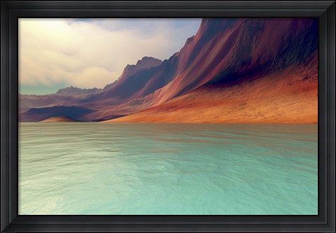 Framed Mountains rise gently toward the sky with amazing deep brown colors Print