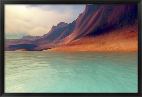Framed Mountains rise gently toward the sky with amazing deep brown colors Print