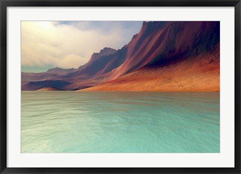 Framed Mountains rise gently toward the sky with amazing deep brown colors Print