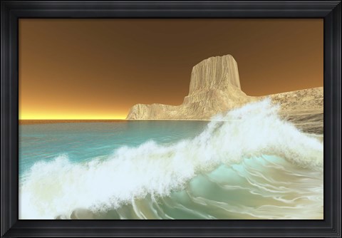 Framed Ocean waves break at dawn on this coastline Print