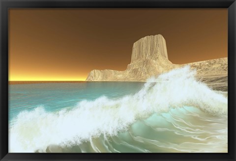 Framed Ocean waves break at dawn on this coastline Print