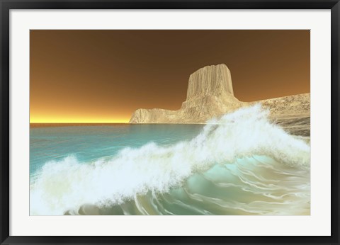 Framed Ocean waves break at dawn on this coastline Print