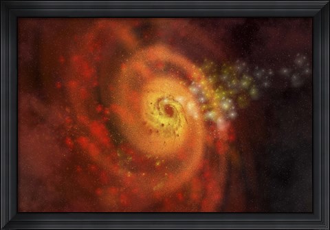 Framed Stars and gases make up a beautiful spiral galaxy Print