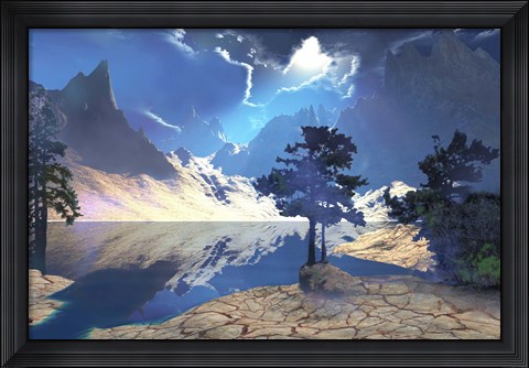 Framed Sunrays shine down on this beautiful valley Print