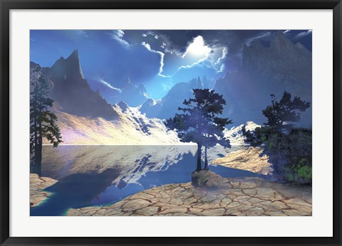 Framed Sunrays shine down on this beautiful valley Print