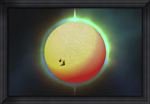Framed sun with a colorful aura surrounding it Print