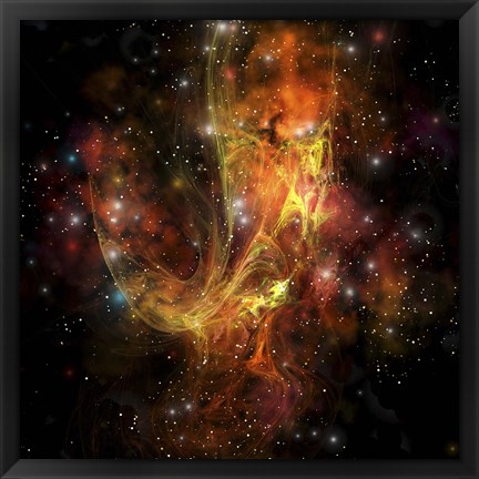 Framed colorful nebula and stars in the cosmos Print