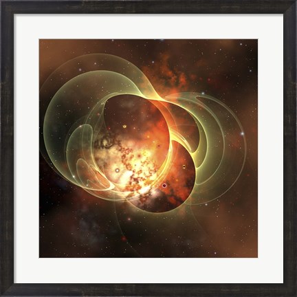 Framed constellation sits inside encircling gaseous rings in space Print