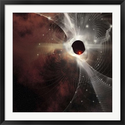 Framed nebula forms gossamer cobweb like strands in the cosmos Print