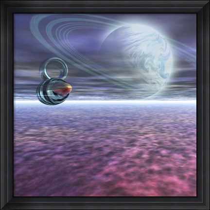 Framed probe from Earth is sent to Jupiter to scan the gaseous atmosphere Print