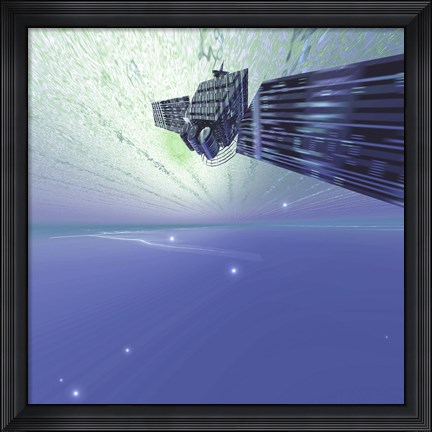 Framed satellite out in the vast beautiful universe Print