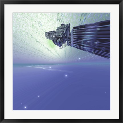 Framed satellite out in the vast beautiful universe Print