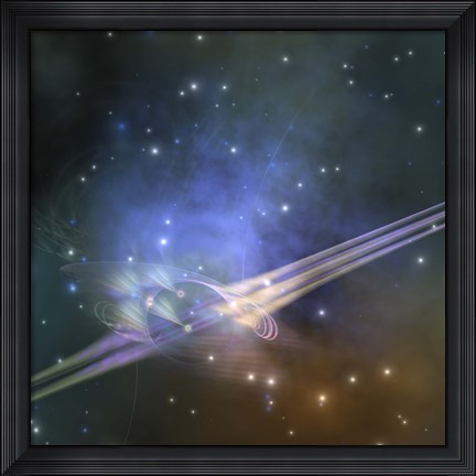 Framed space phenomenon sends out rays through the cosmos Print