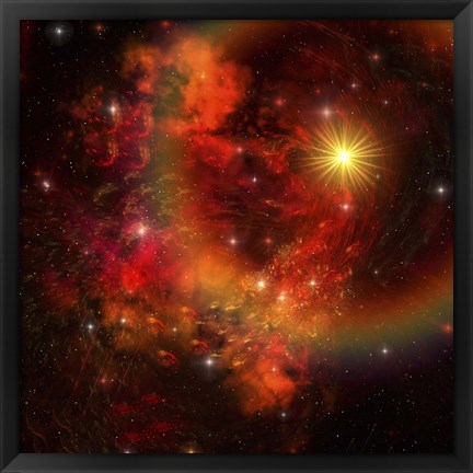 Framed star explodes sending out shock waves throughout the universe Print