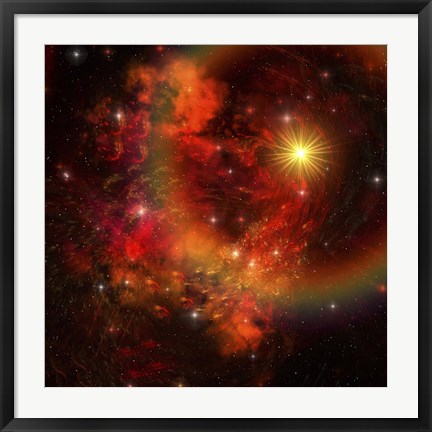 Framed star explodes sending out shock waves throughout the universe Print